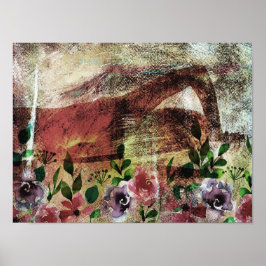 Een achterste uitzicht van een vrouw met een zwaar poster