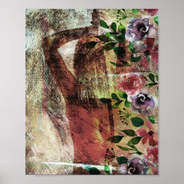 Een achterste uitzicht van een vrouw met een zwaar poster