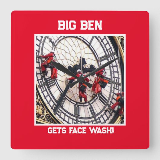 Een acrylwand met een groot vierkant! vierkante klok (Voorkant)