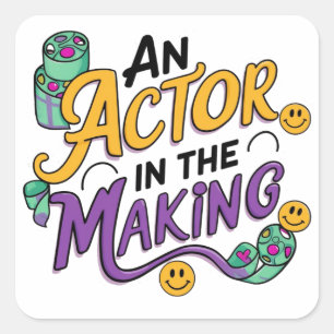 Een acteur in de maak vierkante sticker