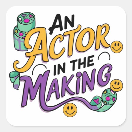 Een acteur in de maak vierkante sticker (Voorkant)