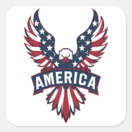 Een adelaar in de kleuren van de Amerikaanse vlag. Vierkante Sticker