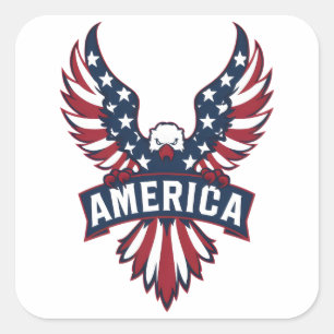Een adelaar in de kleuren van de Amerikaanse vlag. Vierkante Sticker