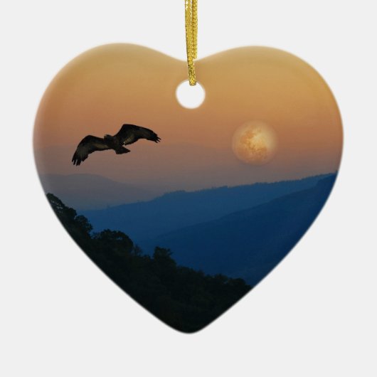 Een adelaar in volle maan keramisch ornament (Voorkant)