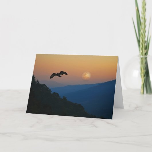 Een adelaarsstijgen bij fullmoon kaart (Voorkant)