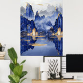 Een adembenemend realistisch bergwildernis Uitzich Poster (Thuiskantoor)