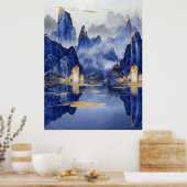Een adembenemend realistisch bergwildernis Uitzich Poster (Keuken)