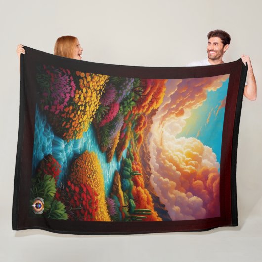 Een adembenemende fantasie landschap AI kunst - Xz Fleece Deken (In situ)