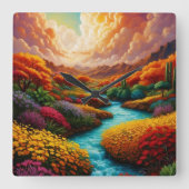 Een adembenemende fantasie landschap AI kunst - Xz Vierkante Klok (Voorkant)