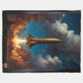 Een adembenemende Retro Fusion raket lancering Fleece Deken (Voorkant (Horizontaal))