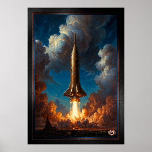 Een adembenemende Retro Fusion raket lancering Poster (Voorkant)