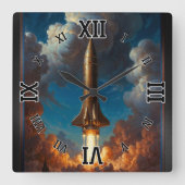 Een adembenemende Retro Fusion raket lancering Vierkante Klok (Voorkant)