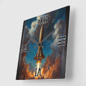 Een adembenemende Retro Fusion raket lancering Vierkante Klok (Hoek)