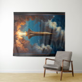 Een adembenemende Retro Fusion raket lancering Wandkleed (In Situ (horizontaal))