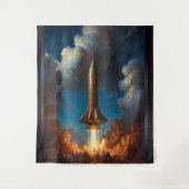 Een adembenemende Retro Fusion raket lancering Wandkleed (Voorkant)