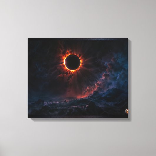 Een adembenemende Solar Eclipse AI Art van Xzendor Canvas Afdruk (Voorkant)