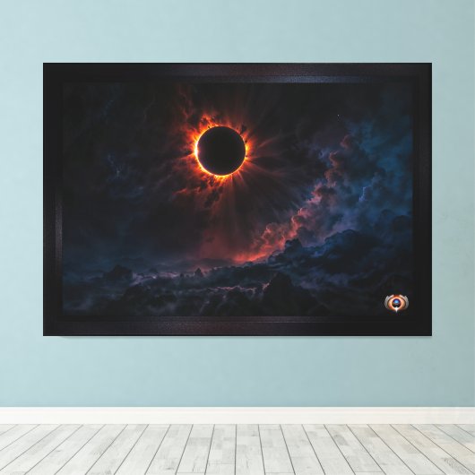 Een adembenemende Solar Eclipse AI Art van Xzendor Canvas Afdruk (Insitu (Houten vloer))