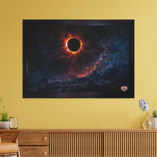 Een adembenemende Solar Eclipse AI Art van Xzendor Canvas Afdruk (Insitu (Woonkamer))