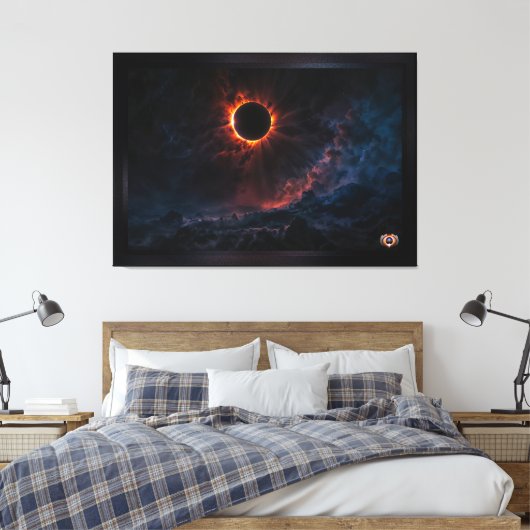 Een adembenemende Solar Eclipse AI Art van Xzendor Canvas Afdruk (Insitu (Slaapkamer))
