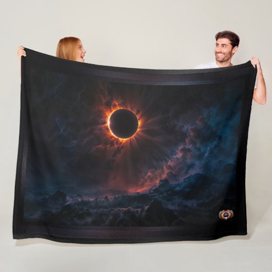 Een adembenemende Solar Eclipse AI Art van Xzendor Fleece Deken (In situ)