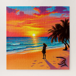 Een adembenemende tropische zonsondergang legpuzzel