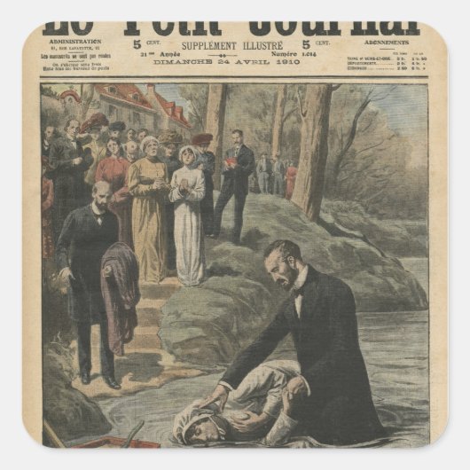 Een adventistische doop in La Marne Vierkante Sticker (Voorkant)