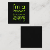Een advocaat krijgt nooit verkeerde grappige cadea contactkaartje (Voorkant / Achterkant)