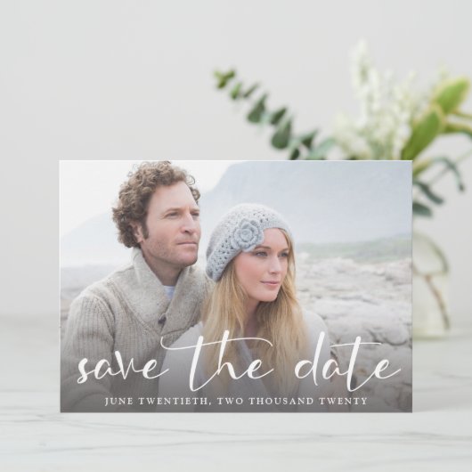 Een Afbeelding Chic Wedding Save the Date Invitati (Staand voorkant)