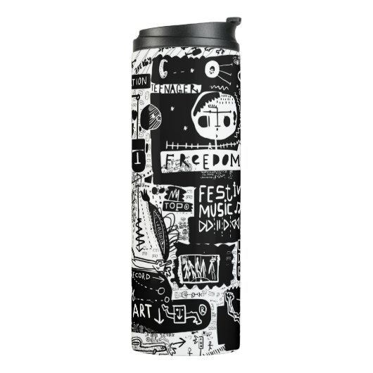 Een afbeelding dat een verscheidenheid van symbole thermosbeker (Gedraaid links)