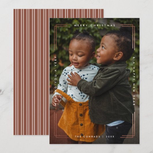 Een afbeelding met een moderne kerstfotokaart feestdagenkaart (Voorkant / Achterkant)