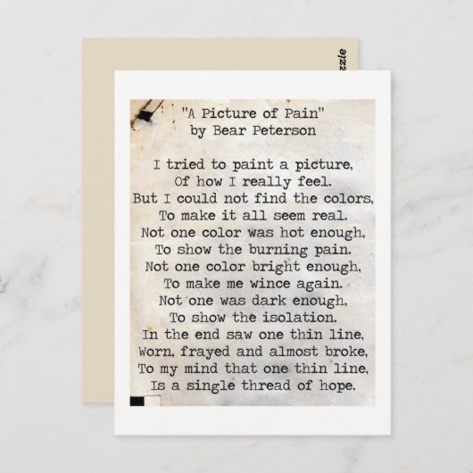 Een Afbeelding pijn Briefkaart (Voorkant / Achterkant)