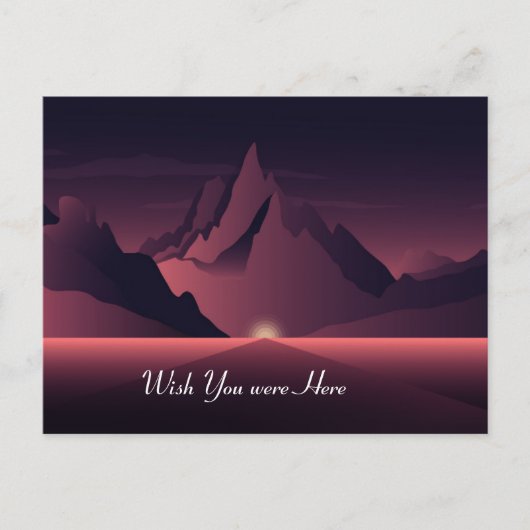 Een afbeelding van de bergzonsondergang briefkaart (Voorkant)