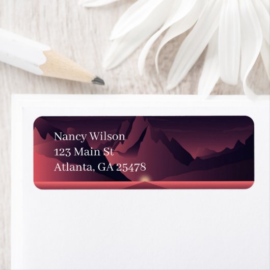 Een afbeelding van de bergzonsondergang etiket (Insitu)