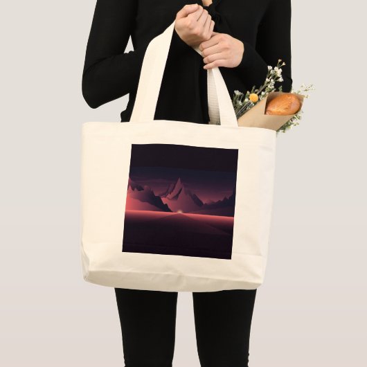 Een afbeelding van de bergzonsondergang grote tote bag (Voorkant (product))
