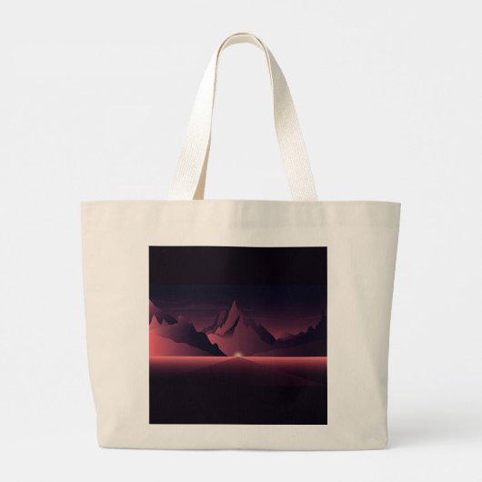 Een afbeelding van de bergzonsondergang grote tote bag (Achterkant)