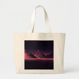 Een afbeelding van de bergzonsondergang grote tote bag