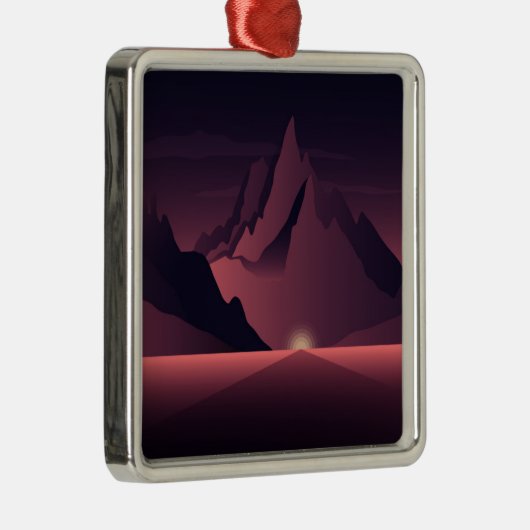 Een afbeelding van de bergzonsondergang metalen ornament (Rechts)