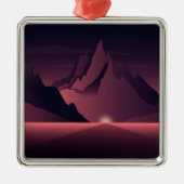 Een afbeelding van de bergzonsondergang metalen ornament (Voorkant)