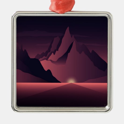 Een afbeelding van de bergzonsondergang metalen ornament (Voorkant)