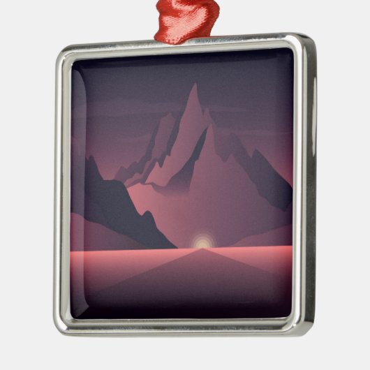 Een afbeelding van de bergzonsondergang metalen ornament (Links)