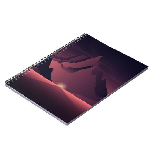 Een afbeelding van de bergzonsondergang notitieboek (Linkerzijde)