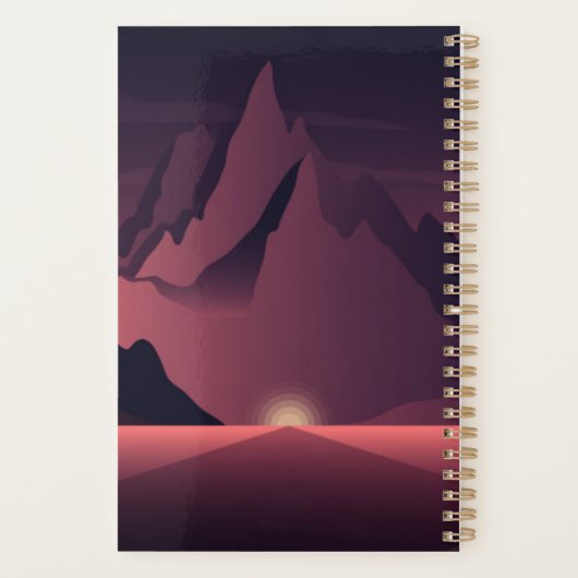 Een afbeelding van de bergzonsondergang planner (Achterkant)