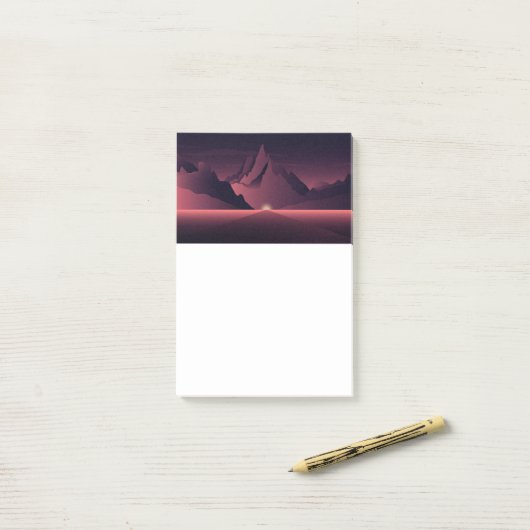 Een afbeelding van de bergzonsondergang post-it® notes (Op bureau)