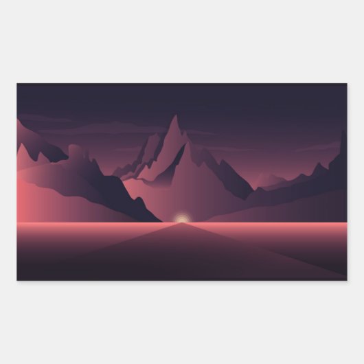 Een afbeelding van de bergzonsondergang rechthoekige sticker (Voorkant)