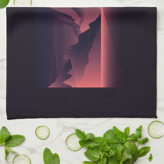 Een afbeelding van de bergzonsondergang theedoek (Gevouwen)