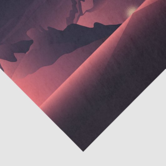 Een afbeelding van de bergzonsondergang tissuepapier (Detail)