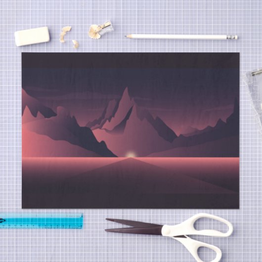 Een afbeelding van de bergzonsondergang tissuepapier (Craft)