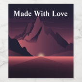 Een afbeelding van de bergzonsondergang wijn etiket (Enkel label)