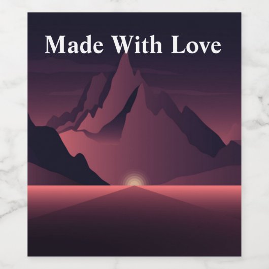 Een afbeelding van de bergzonsondergang wijn etiket (Enkel label)