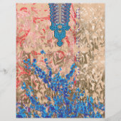 Een afbeelding van een blauw en beige sjaal (Voorkant)
